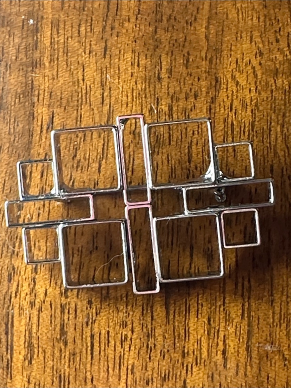 Modern Geometric Grid Brooch in Silver